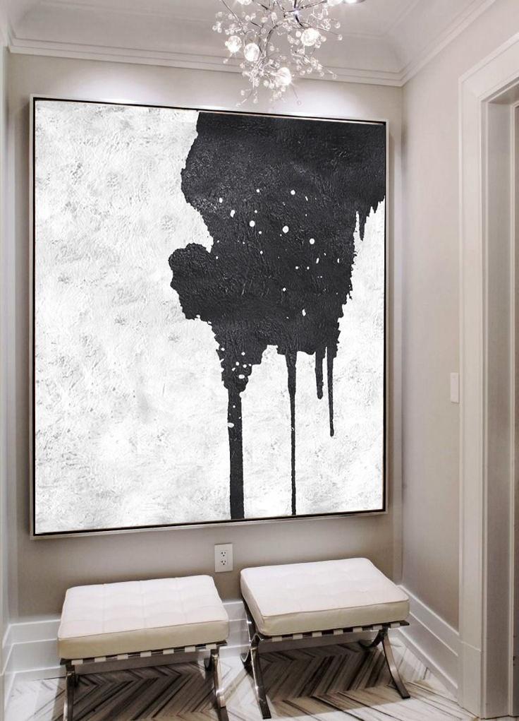 Minimal Black and White Painting #MN11A - Click Image to Close